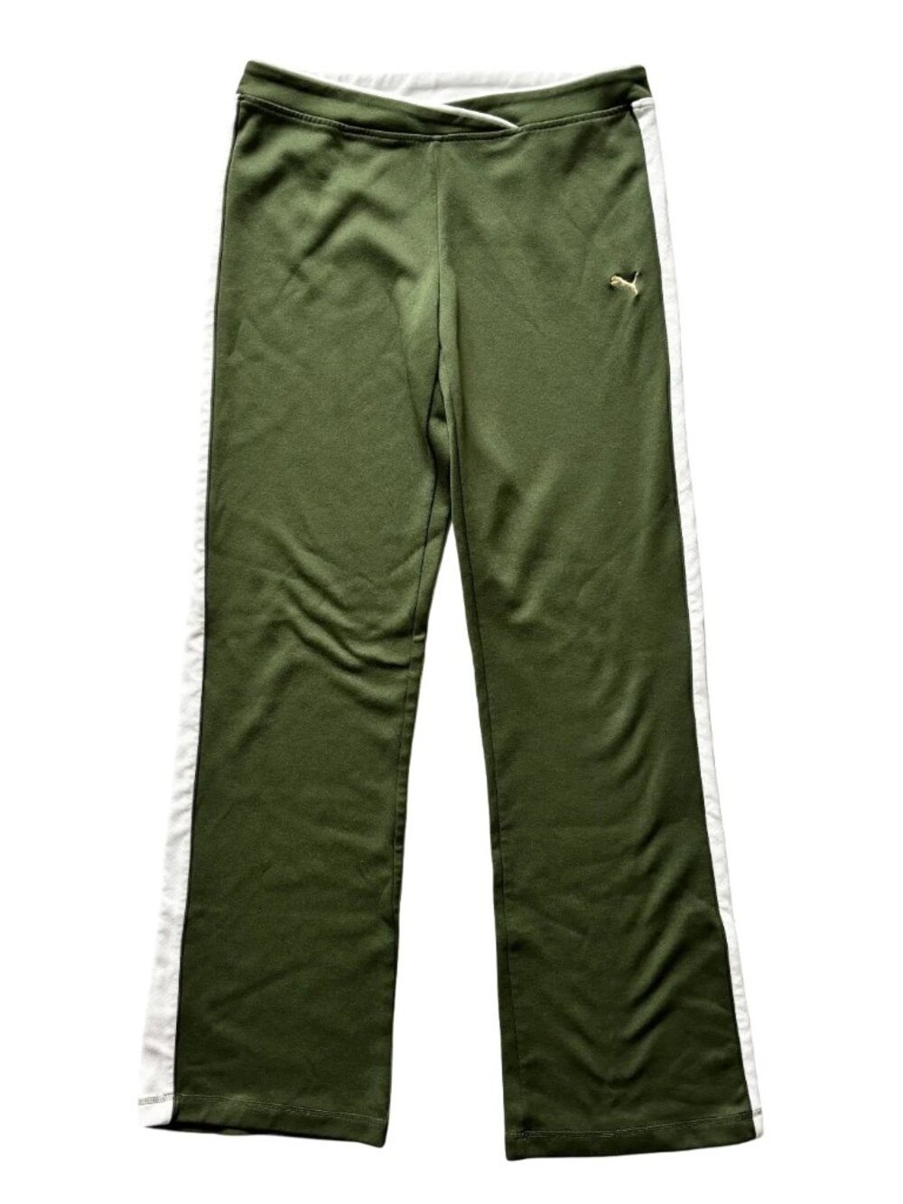 PUMA Side Stripe Low Rise Bootcut Track Pants Y2K-ish Olive Green White SZ M